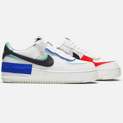 Nike Air Force 1 Shadow sneakers in white red and blue