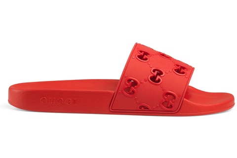 GUCCI SLIDE RED RUBBER GG 575957 JDROO 6448