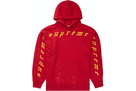 Supreme Raised Embroidery "Red” Hooded Sweatshirt