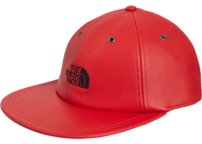Supreme X the north face leather 6 panel hat red