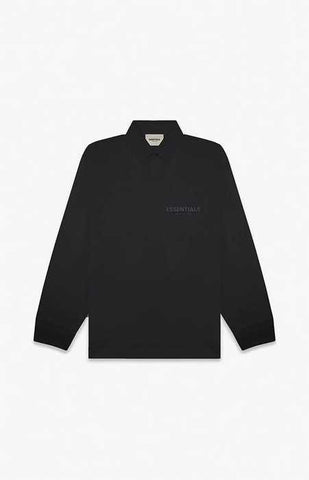 chinatown market shattered ctm cotton t Columbia shirt item ESSENTIALS LONG SLEEVE POLO "BLACK" SS21