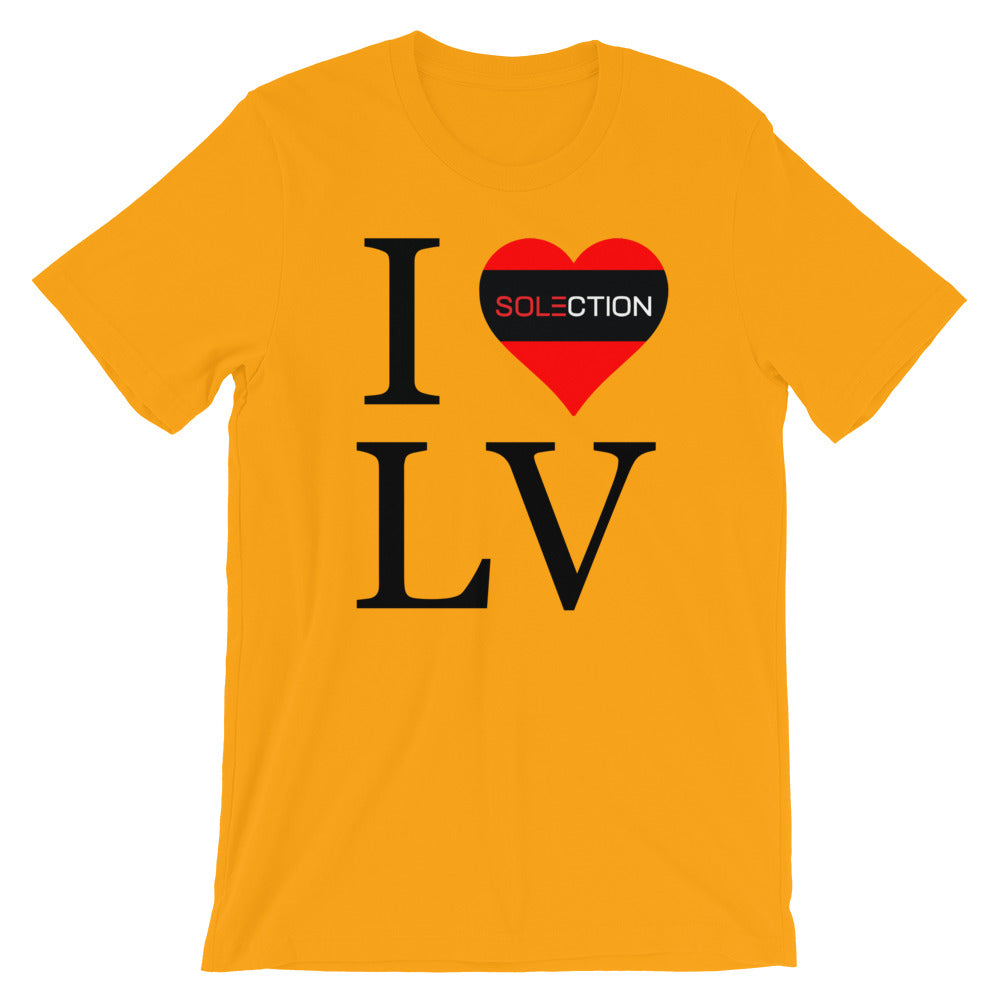SOLECTION I Love LV Unisex Short Sleeve Jersey T-Shirt Gold / S