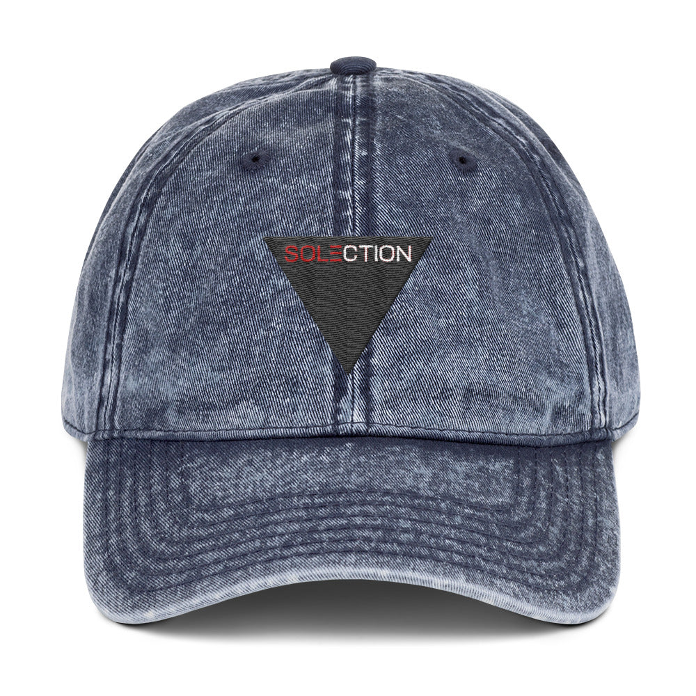 Solection Black Logo Vintage Cotton Twill Cap