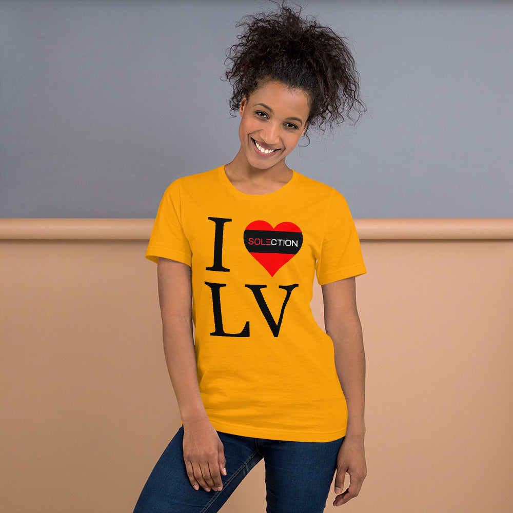 SOLECTION I Love LV - Ladies Short Sleeve Jersey T-Shirt Gold / M