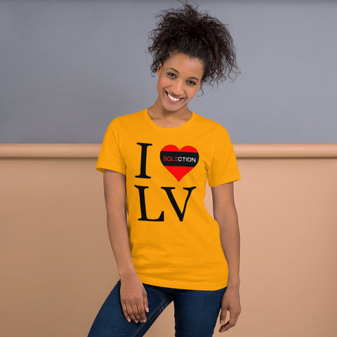 SOLECTION I Love VI - Ladies Short Sleeve Jersey T-Shirt Gold / 2XL