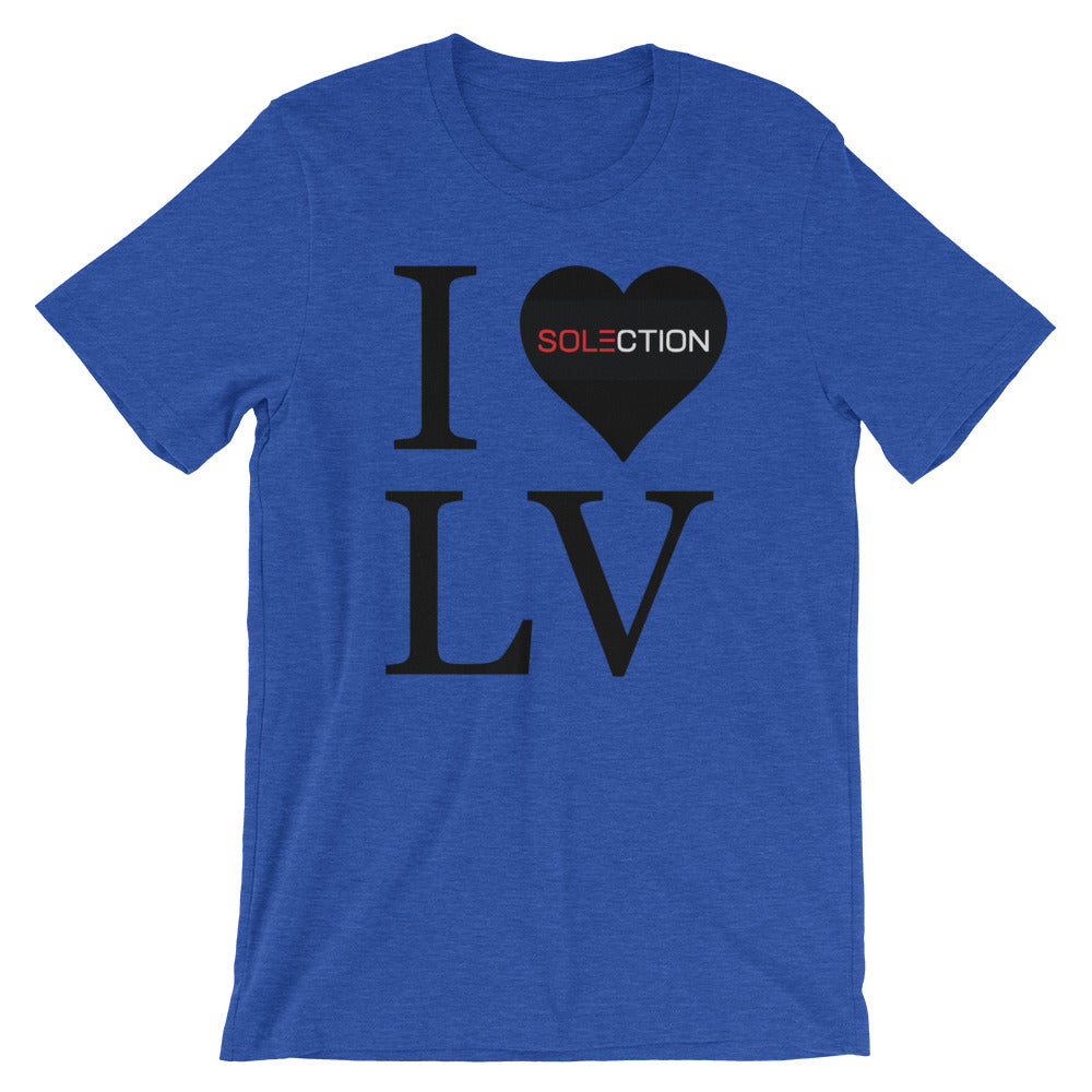 I Love LV Unisex Short Sleeve Jersey T-Shirt Black Heart Red / L