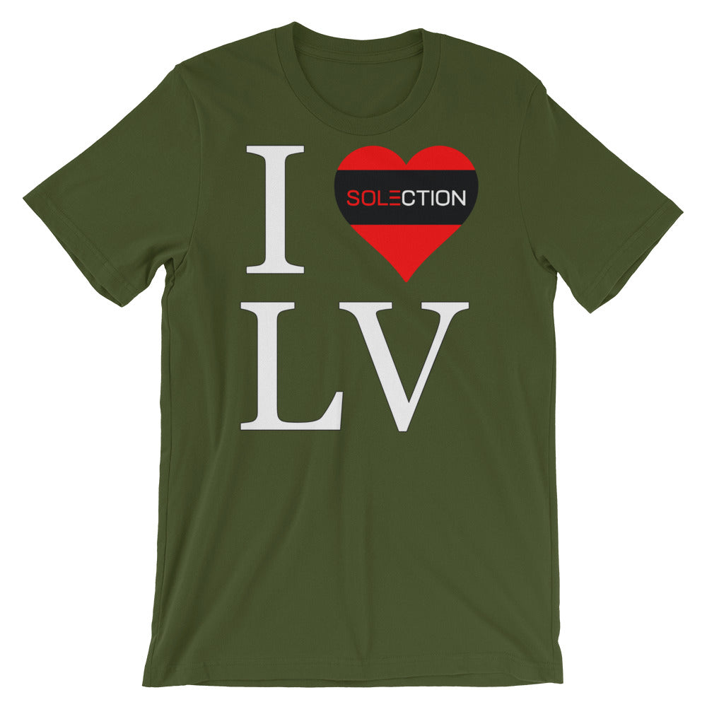 SOLECTION I Love LV Short-Sleeve Unisex T-Shirt White Letters Red / M