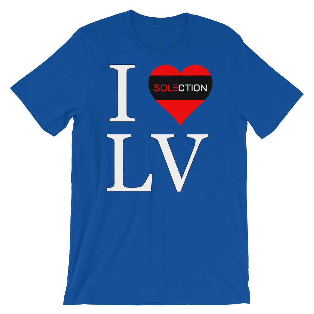 I Love LV Short-Sleeve Unisex T-Shirt White Letters Red / 2XL