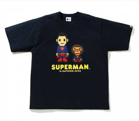 BAPE BABY MILO "SUPER MAN" TEE NAVY BLUE